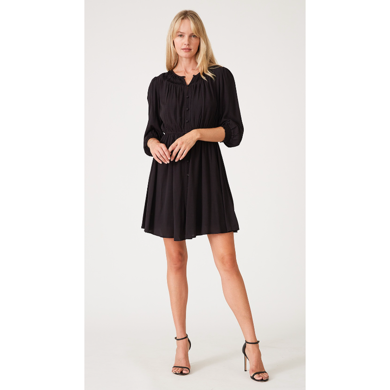 The Beth Black 3/4 Sleeve Mini Dress