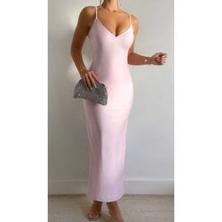 The Trudy Light Pink Crystal Embellished Maxi Dress