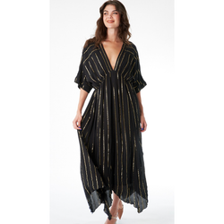 The Lucy Black/Gold Lurex Striped Midi Dress