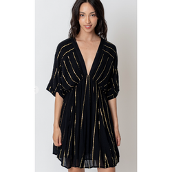 The Ava Black/Gold Lurex Striped Mini Dress