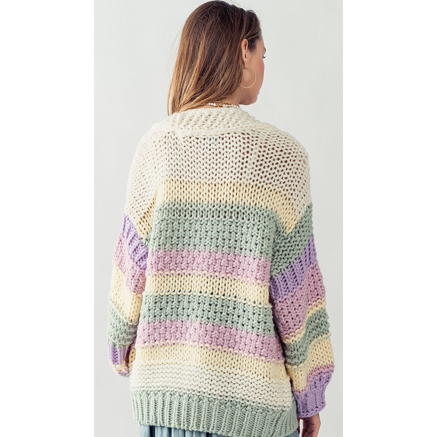 The Carousel Pastel Open Front Chunky Cardigan Cason Couture