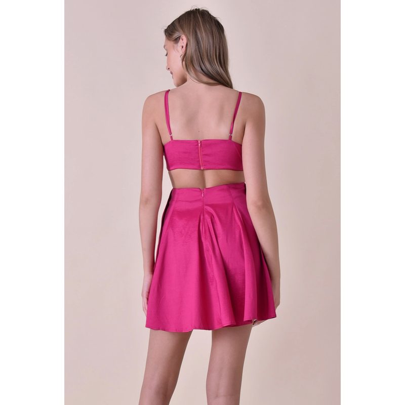 The Camille Hot Pink Bow  Mini Dress
