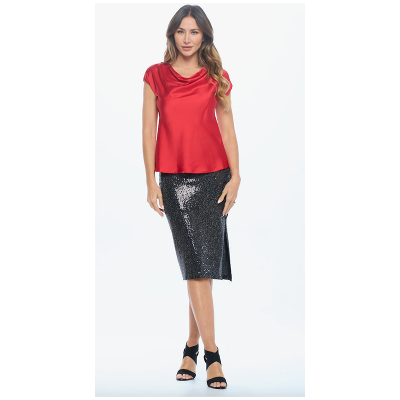 Pre-Order The Cupid Red Satin Cowl Neck Satin Top
