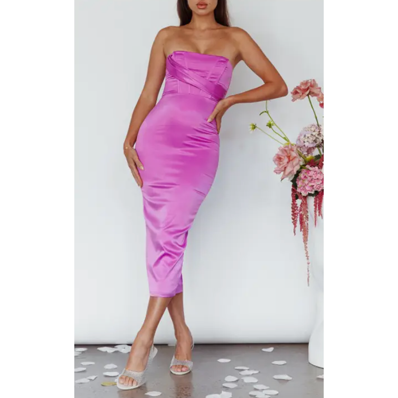 The Daydream Orchid Strapless Corset Midi Dress