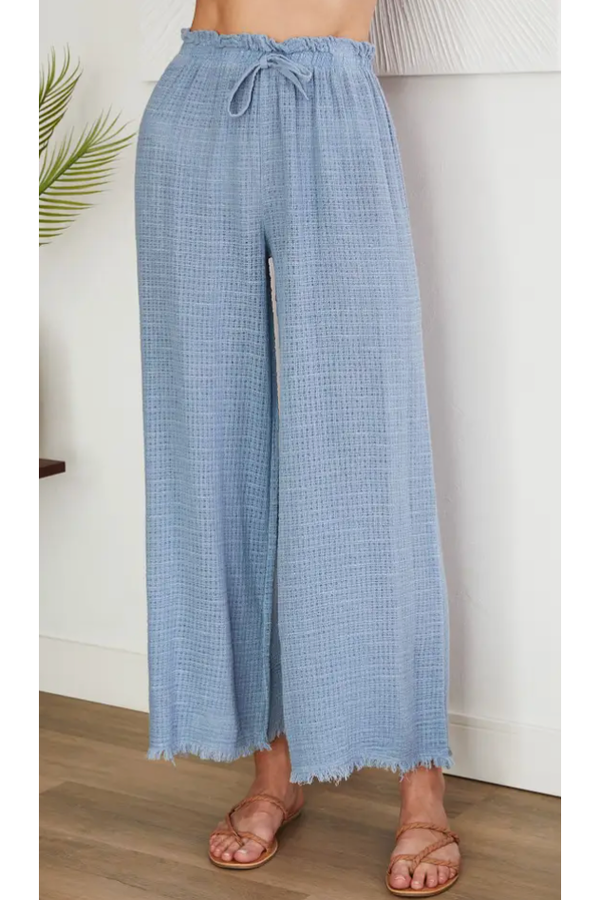 The Monaco Light Blue Textured Flowy Pant