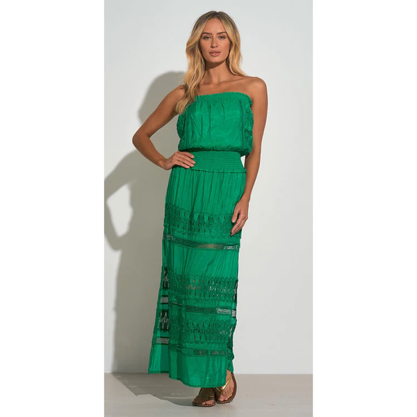 The Palm Beach Green Strapless Maxi Dress