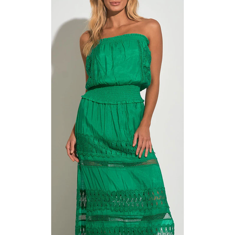 The Palm Beach Green Strapless Maxi Dress
