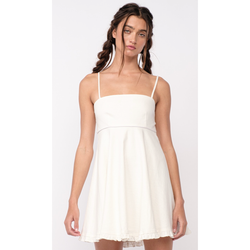 The Leah White Linen Empire Waist Mini Dress