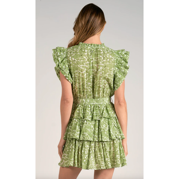 The Chelsea Green Floral Ruffle Mini Dress