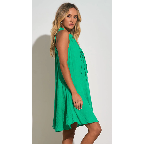 The Cabo Green Sleeveless Halter Dress