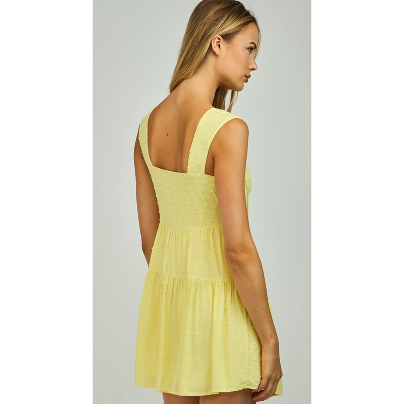 The Gabby Yellow Clip Dot Print Mini Dress