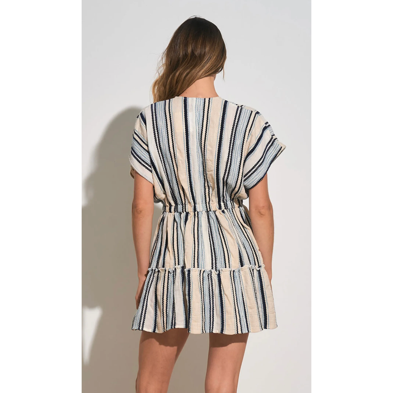 The Oasis Natural/Navy Stripe Dolman Sleeve MIni Dress