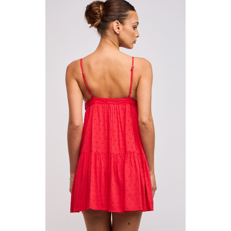 The Lauren Red Clip Dot Print Mini Dress