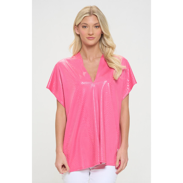 The Ultimate Pink Snake Embossed Print Shirt