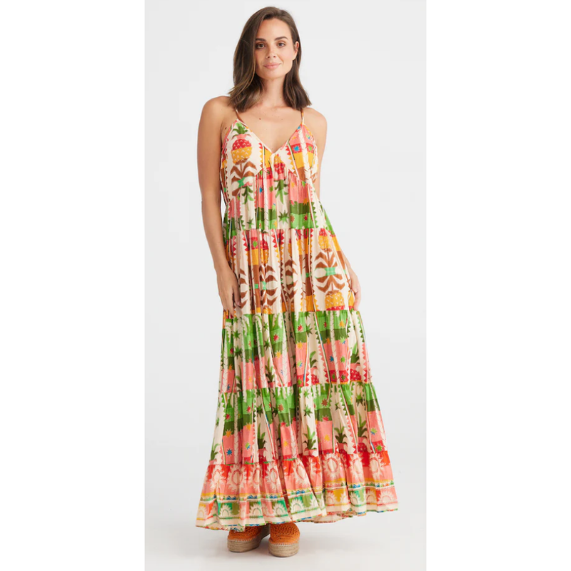 The Soleil Multi Color Tropical Print Maxi Dress