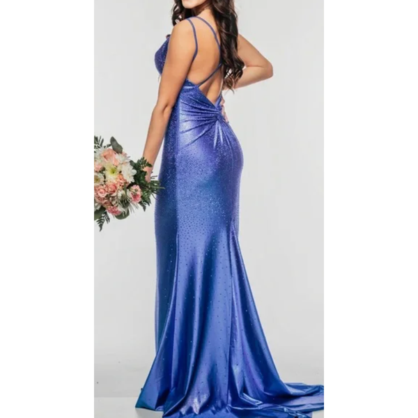 The Jovani  Royal Blue Stone Embellished Gown