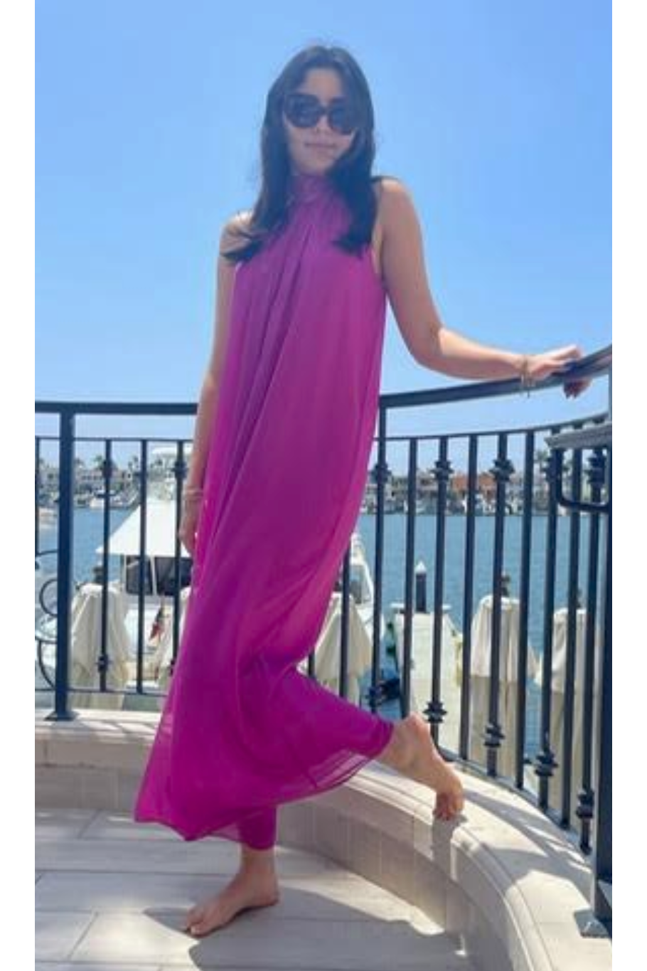 The Capri Magenta Halter Jumpsuit – Cason Couture