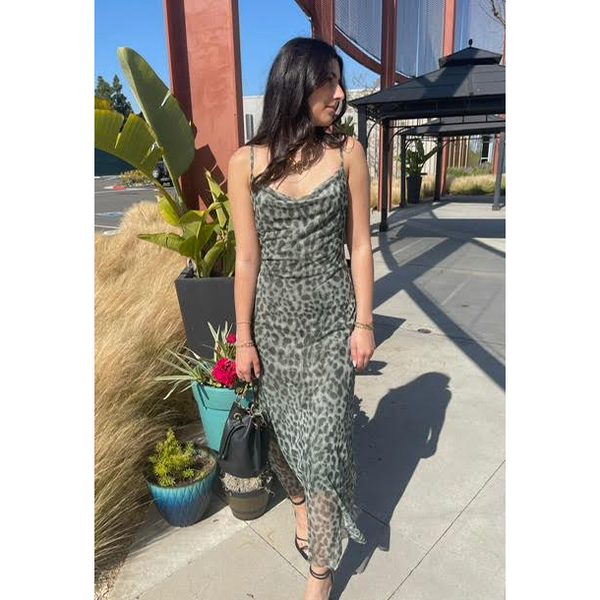 Green leopard print orders maxi dress