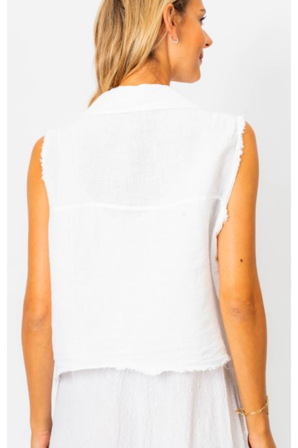 The Montauk White Linen Vest