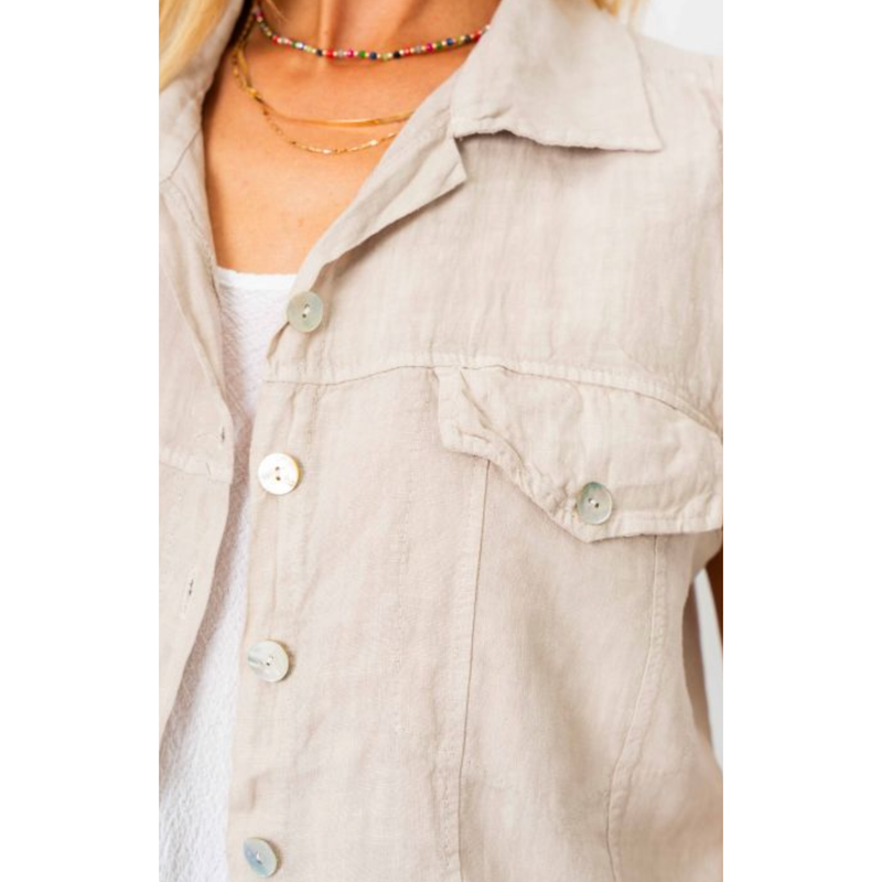 The Montauk Linen Vest In White Or Beige