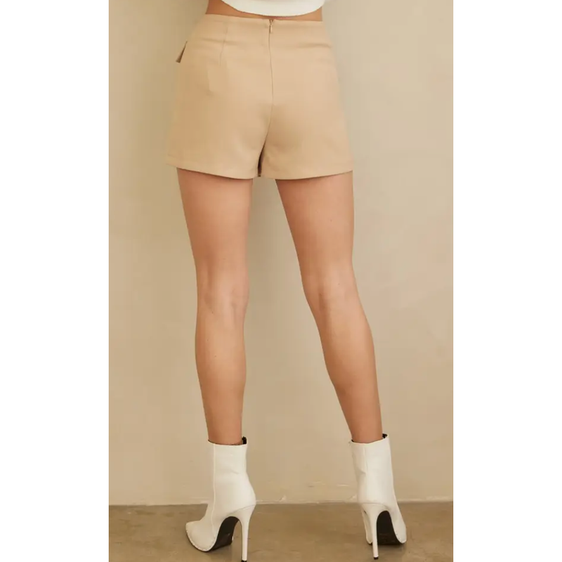 The Split Decision Beige Flap Front Skort