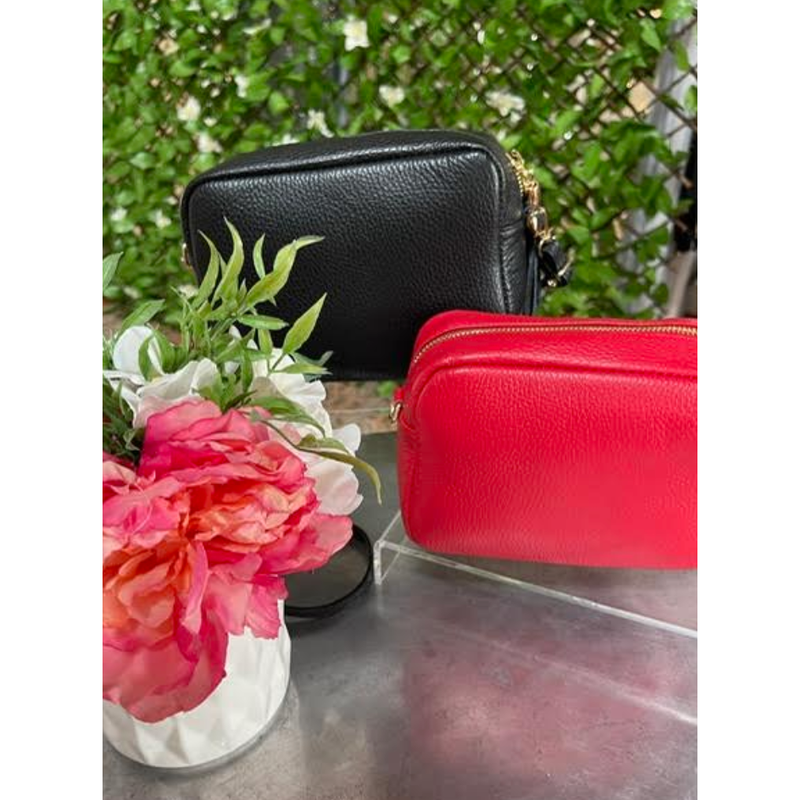 The Moda Luxe  Italian Leather Crossbody Bag In Black or Red