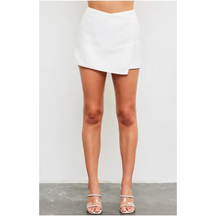 The Double Down White Flap Front Skort