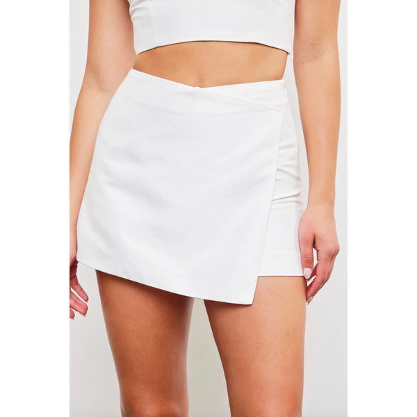 The Double Down White Flap Front Skort