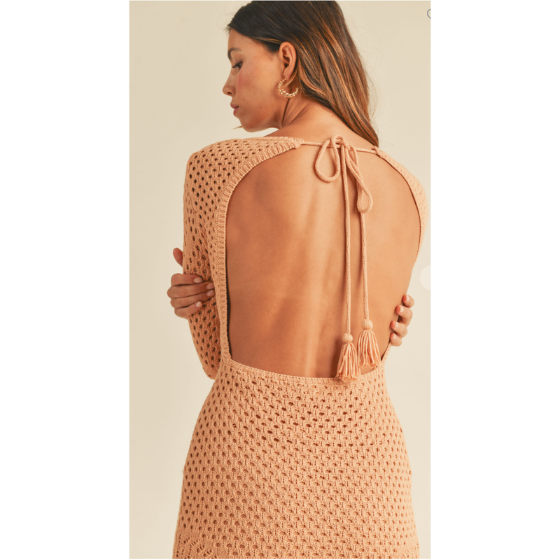 The Mirage Nude Crochet Mini Dress