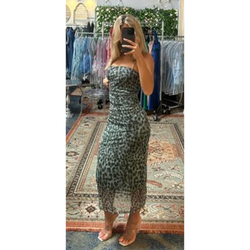 The Fiji Green Leopard Print Midi Dress