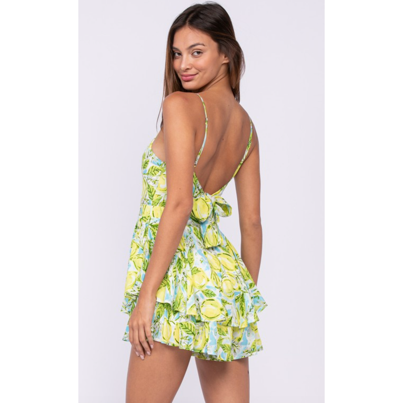 The Lemon Love Yellow Tie Back Romper