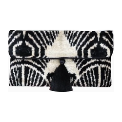 The Indah Black/White  Silk Velvet Clutch