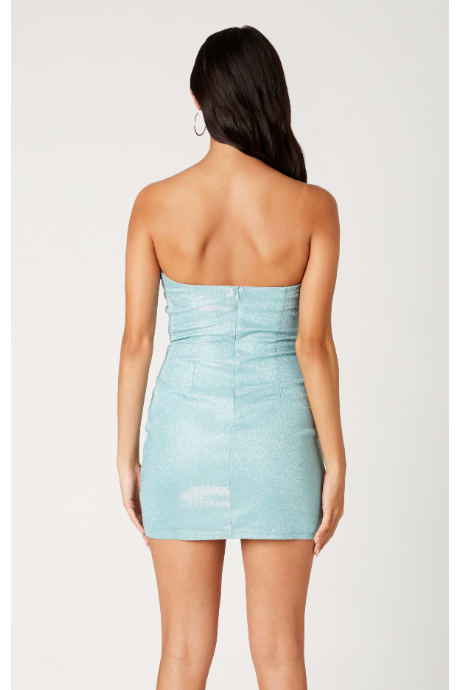 The Josie Aqua Blue Shimmer Strapless Keyhole Mini Dress Cason Couture The Josie Aqua Blue Shimmer Strapless Keyhole Mini Dress Cason Couture