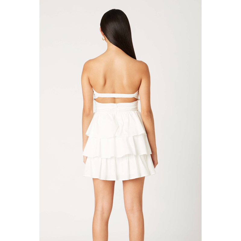 The Delilah White Tiered Ruffle Mini Dress