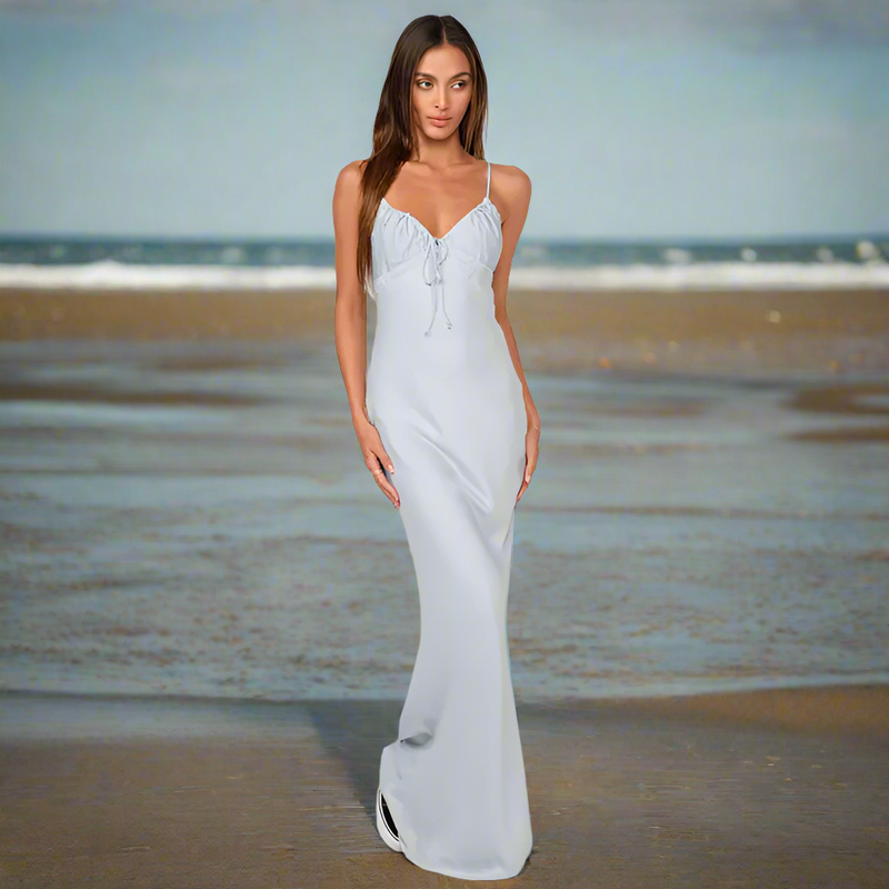 The Anna Light Blue Slip Maxi Dress