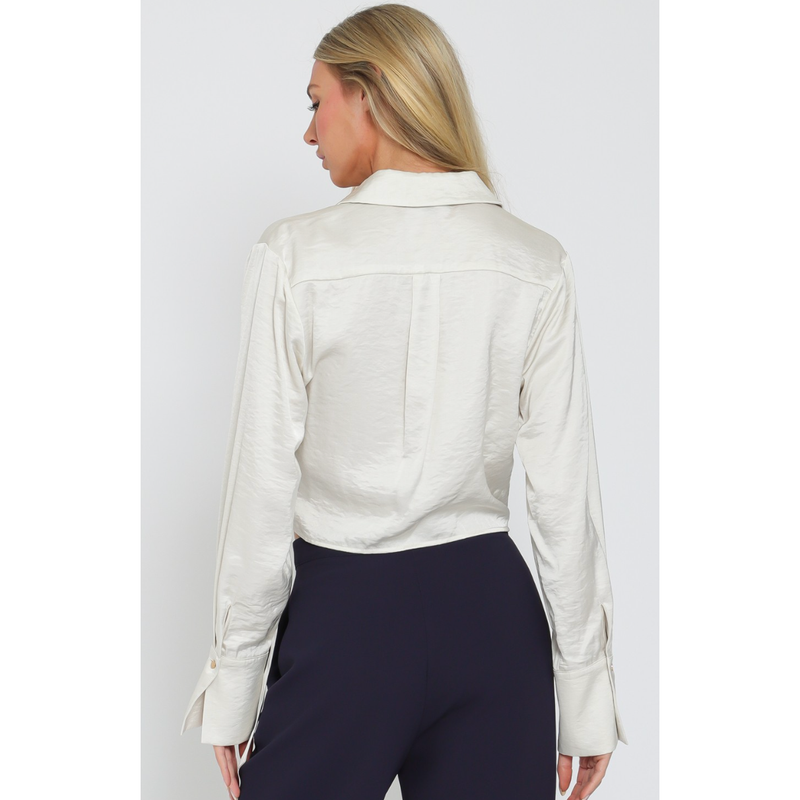 The Bristol Ivory Satin Wrap Top