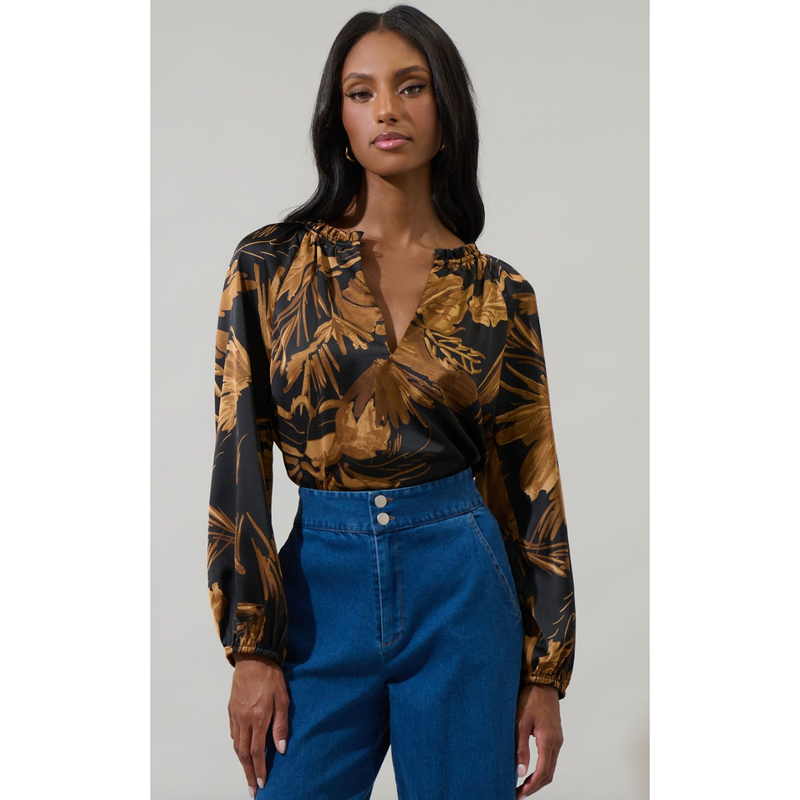 The Autumn Black/Gold Satin Top