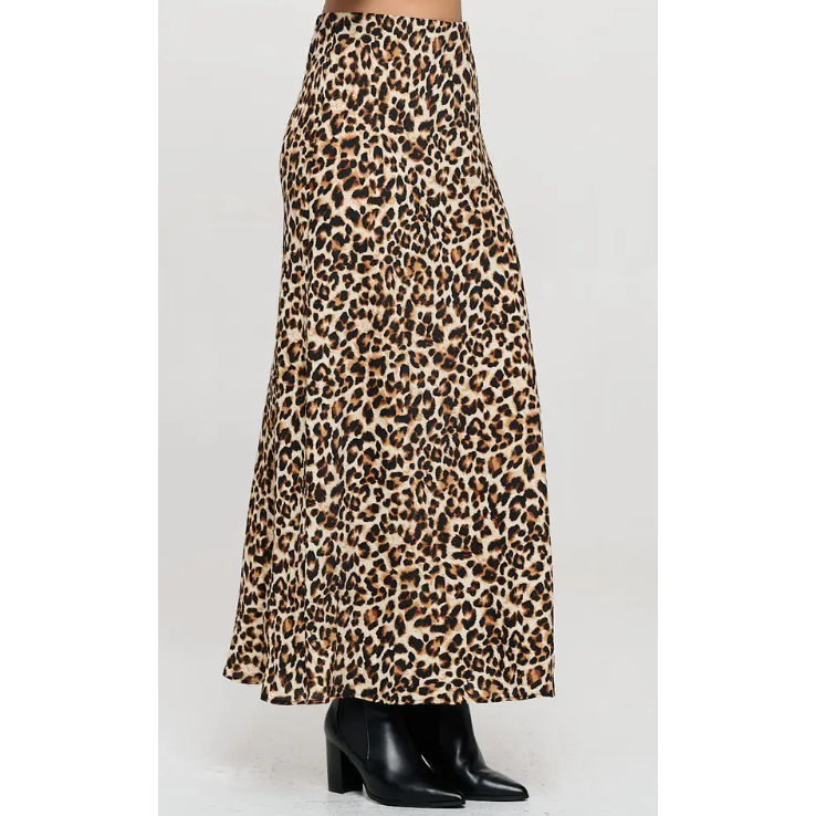 The Martina Leopard Satin Maxi Skirt