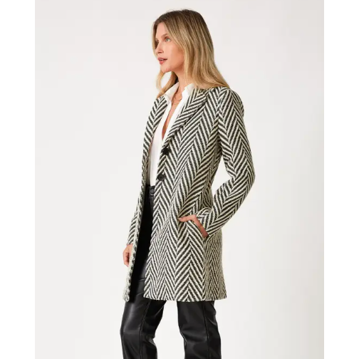 The Cambridge Black/White Chevron Coat