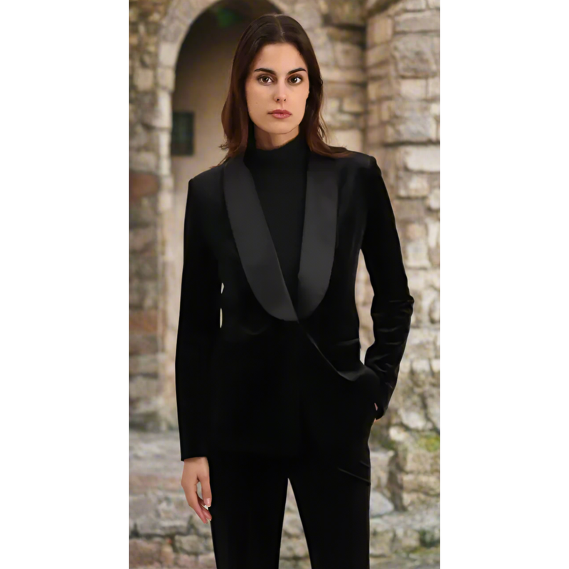 The Aston Black Velvet One Button Tuxedo Blazer