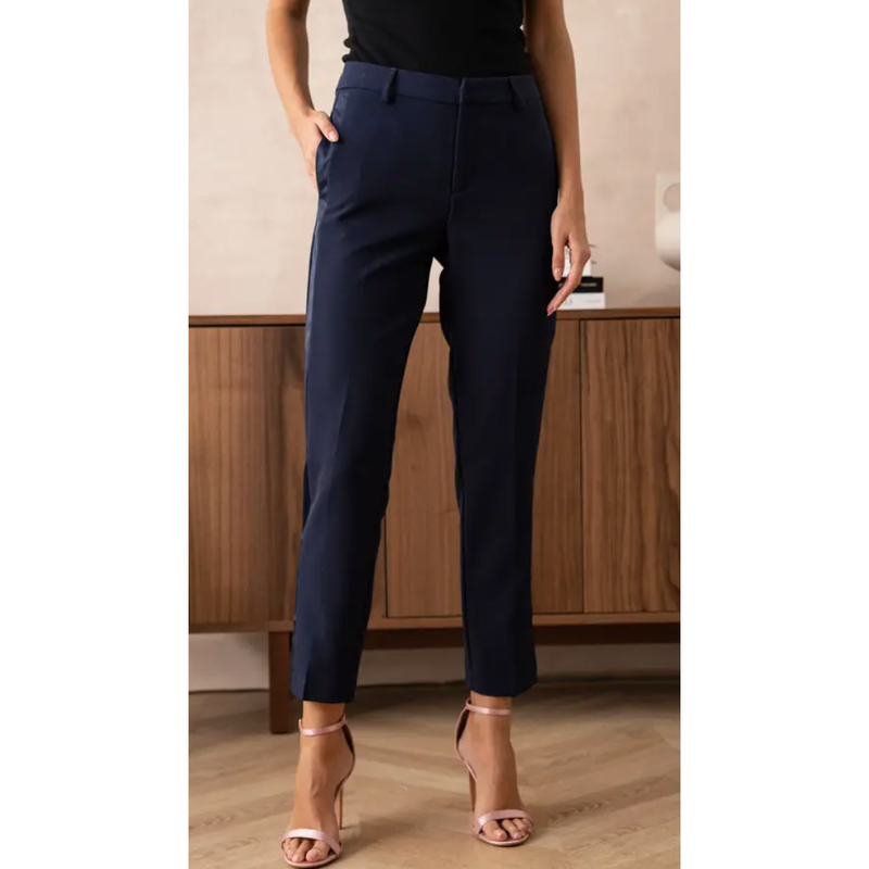 The Bardot Navy Cropped Cigarette Tuxedo Pants