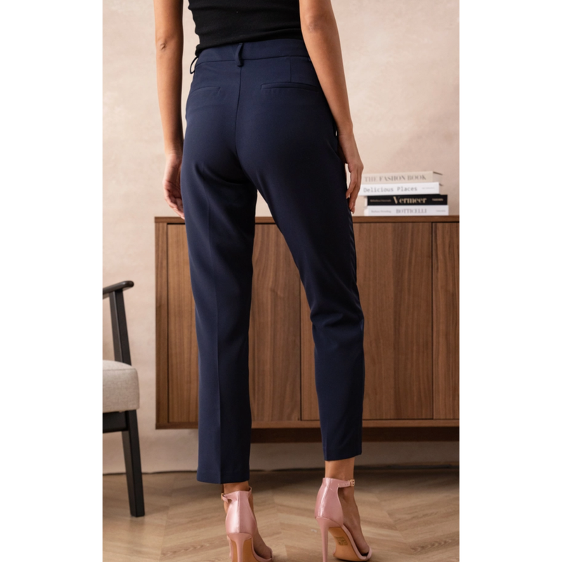 The Bardot Navy Cropped Cigarette Tuxedo Pants