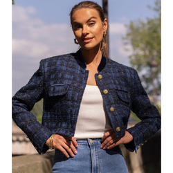 The Whitney Navy Cropped Tweed Jacket