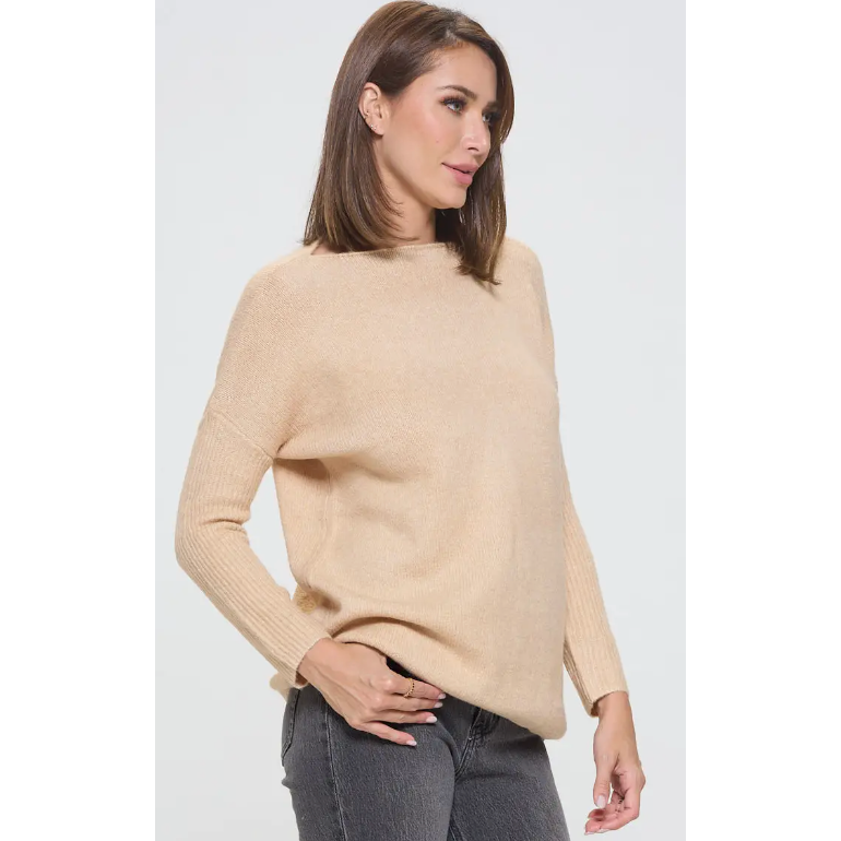 The Stacy Oatmeal Boat Neck Sweater