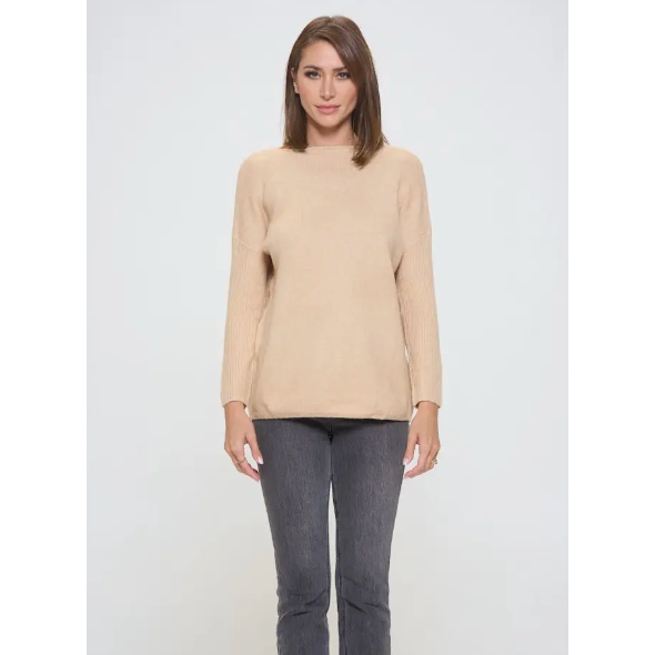 The Stacy Oatmeal Boat Neck Sweater