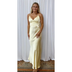 The Jennifer Yellow Luxe Satin Maxi Dress