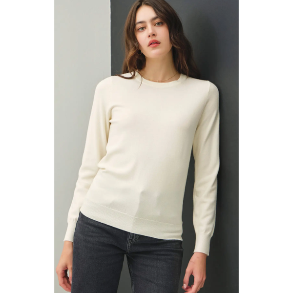 The Stella Ivory Fine Gauge Crew Neck Sweater