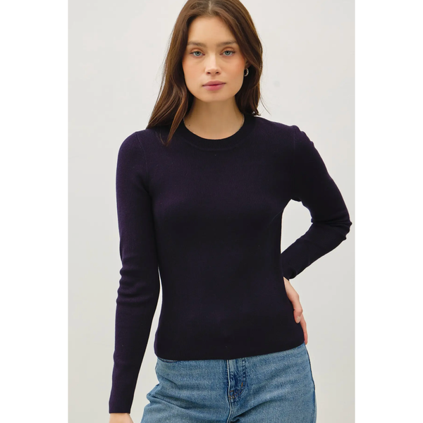 The Stacy Navy Slim Fit Navy Crew Neck Sweater