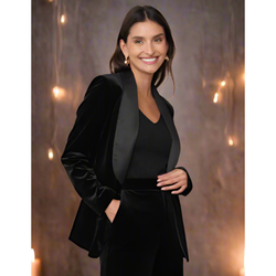 The Aston Black Velvet One Button Tuxedo Blazer