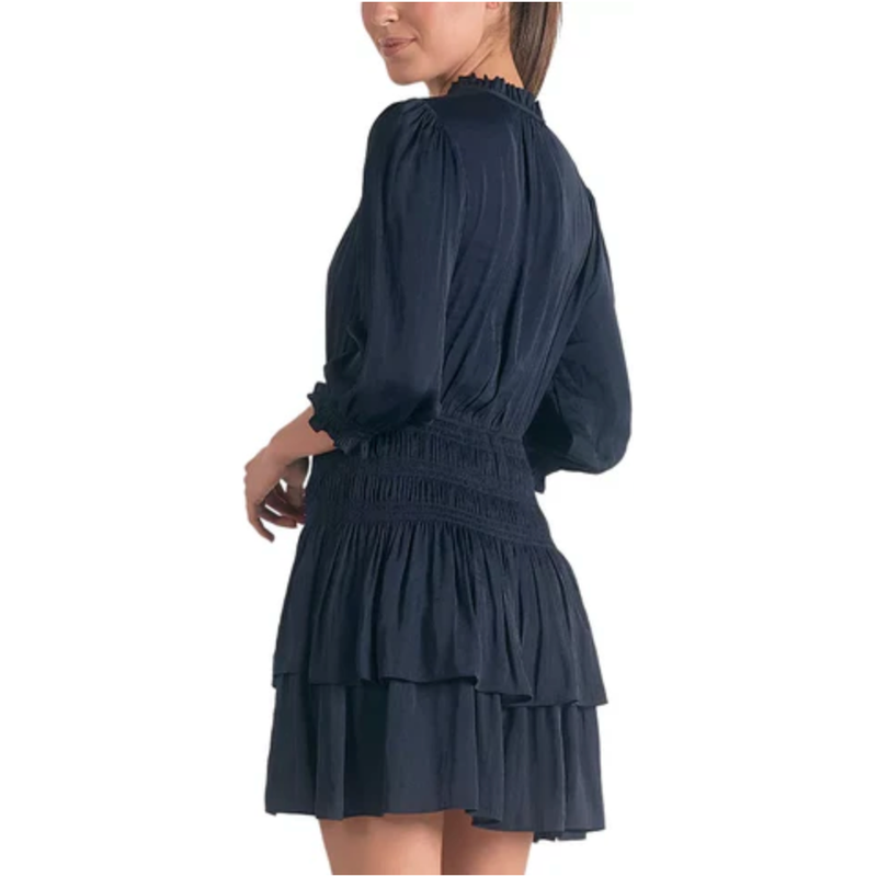 The Tilly Navy Smocked Tiered Mini Dress